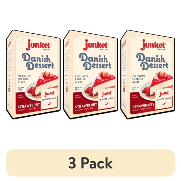 (3 pack) Junket Danish Dessert Strawberry, 4.75 Ounce