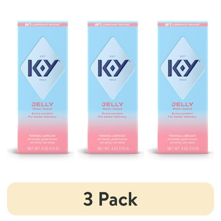 (3 pack) K-Y Jelly Personal Lubricant, Water Based Lube for Sexual Wellness, 4 oz