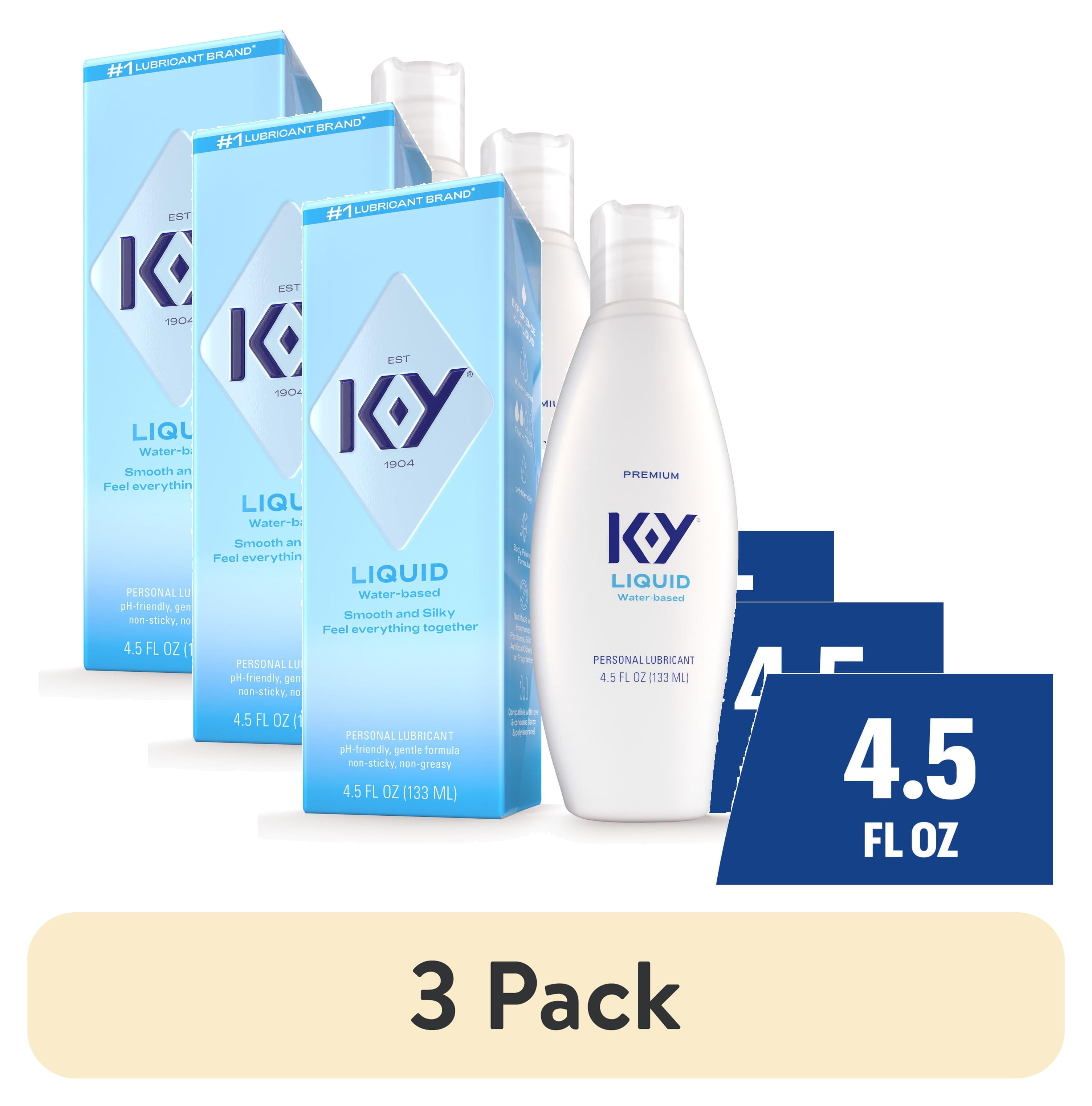 (3 pack) K-Y Water Based Personal Lubricant, Lube For Sexual Wellness, Vaginal Moisturizer, 4.5 fl oz