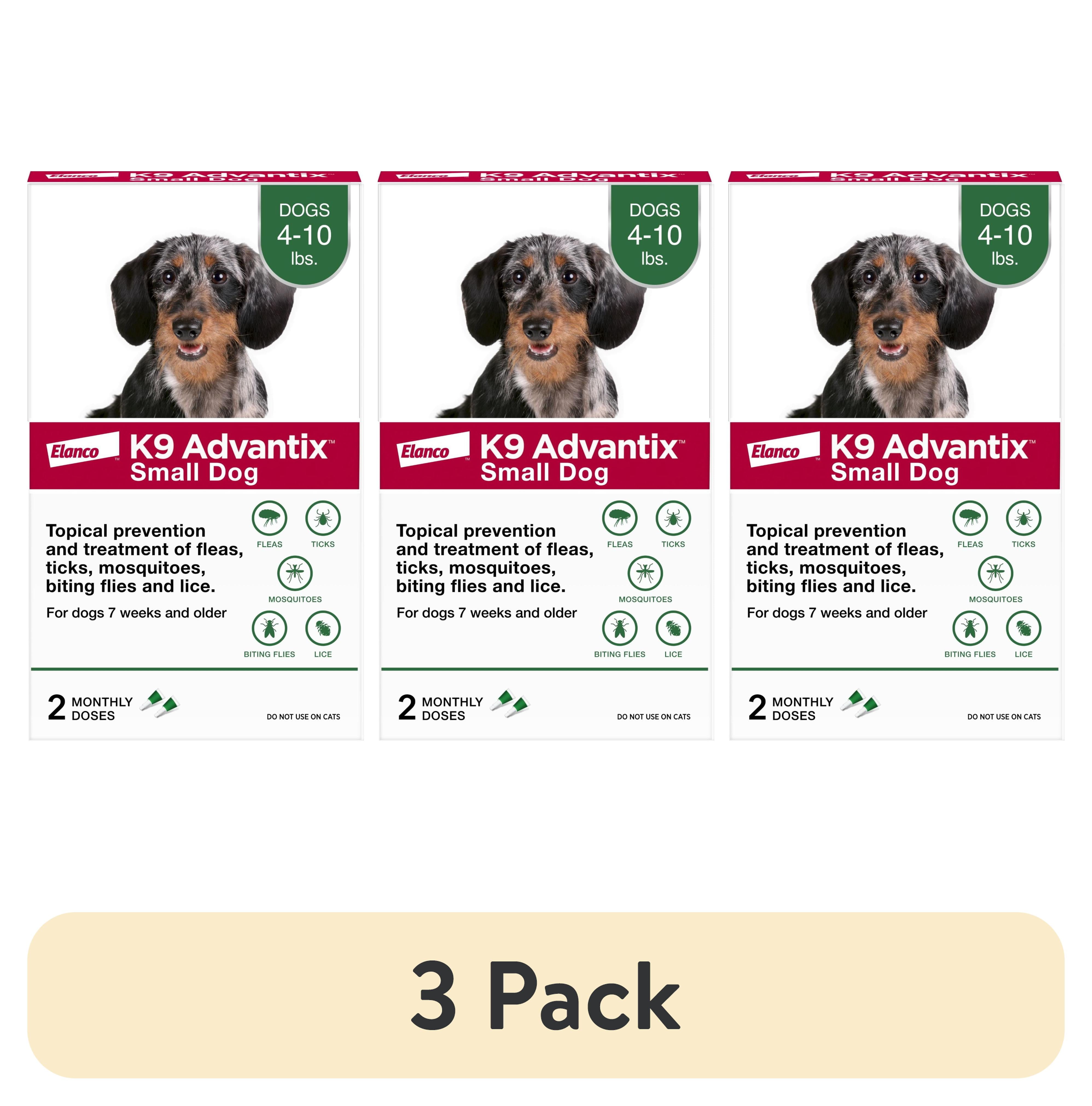 (3 pack) K9 Advantix Flea, Tick & Mosquito Prevention for Small Dogs 4-10 lbs., 2-Monthly Treatments