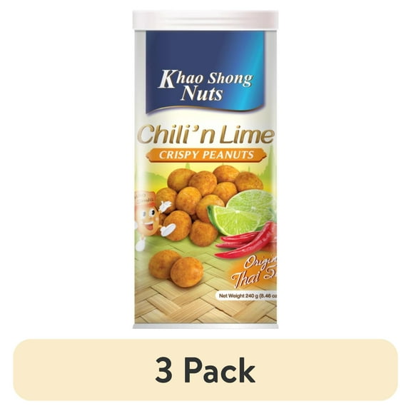 (3 pack) Khao Shong Chili N Lime Crispy Peanuts, 8.46 oz