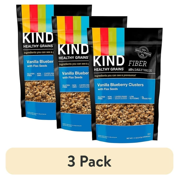 KIND Healthy Grains Granola, Vanilla Blueberry with Flax Seeds, Gluten Free, 11 oz