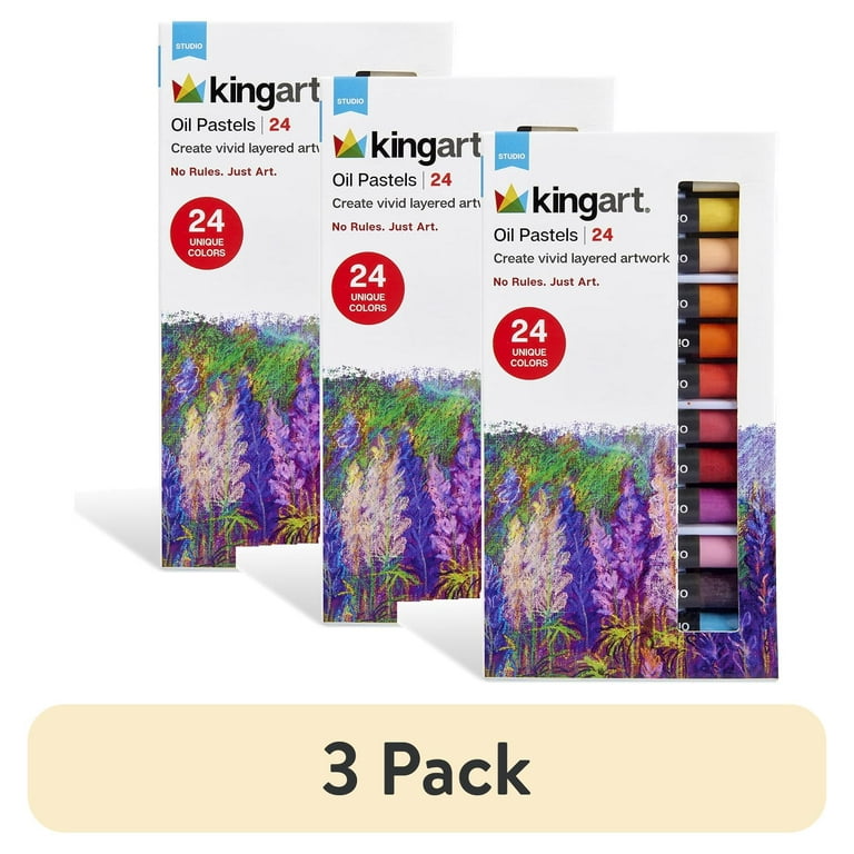3 pack) KINGART 24 Color Artist Oil Pastel Set with Versatile