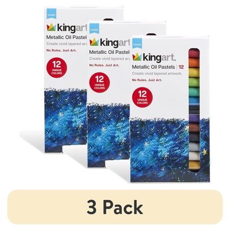 (3 pack) KINGART Metallic Oil Pastels, Set of 12