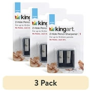 (3 pack) KINGART 2-Hole Pencil Sharpener, Durable Plastic Manual Sharpener for School & Art
