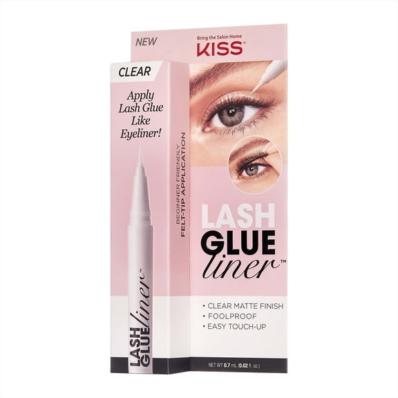 (3 pack) KISS Lash GLUEliner Matte Finish False Eyelash Glue, 0.7 mL (0.02 fl. oz.), Clear