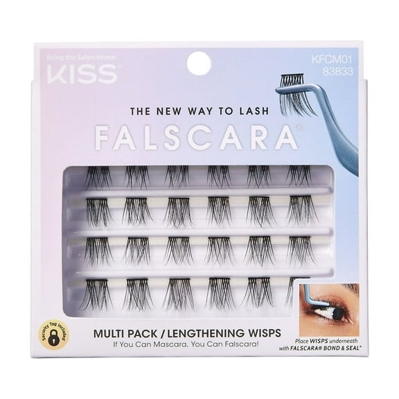 KISS FALSCARA Lash Extension Kit, Lengthening, Black, 24 Lash Clusters