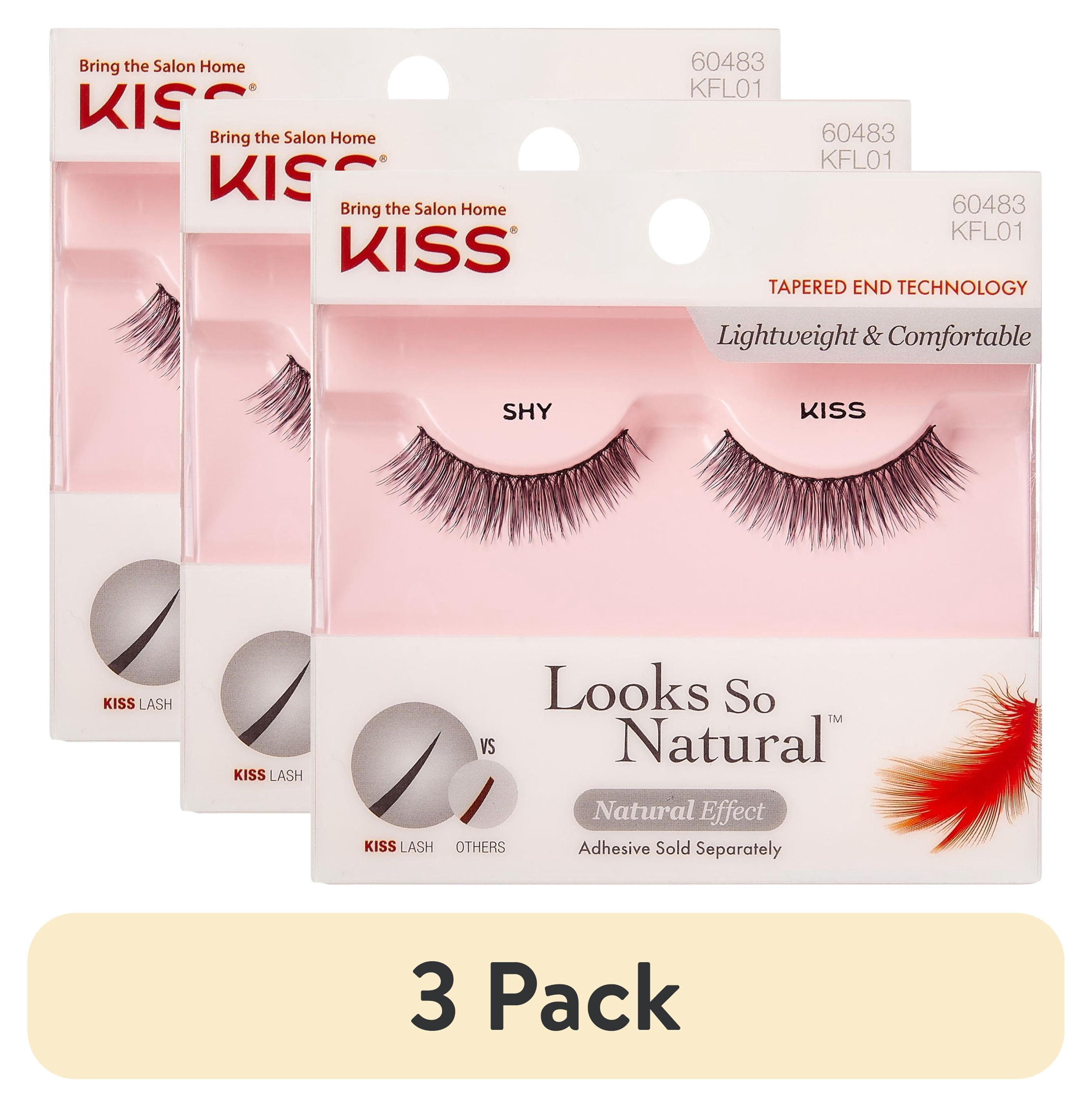 (3 pack) Kiss Looks So Natural False Eyelashes with Tapered End Technology, 'Shy', 1 Pair