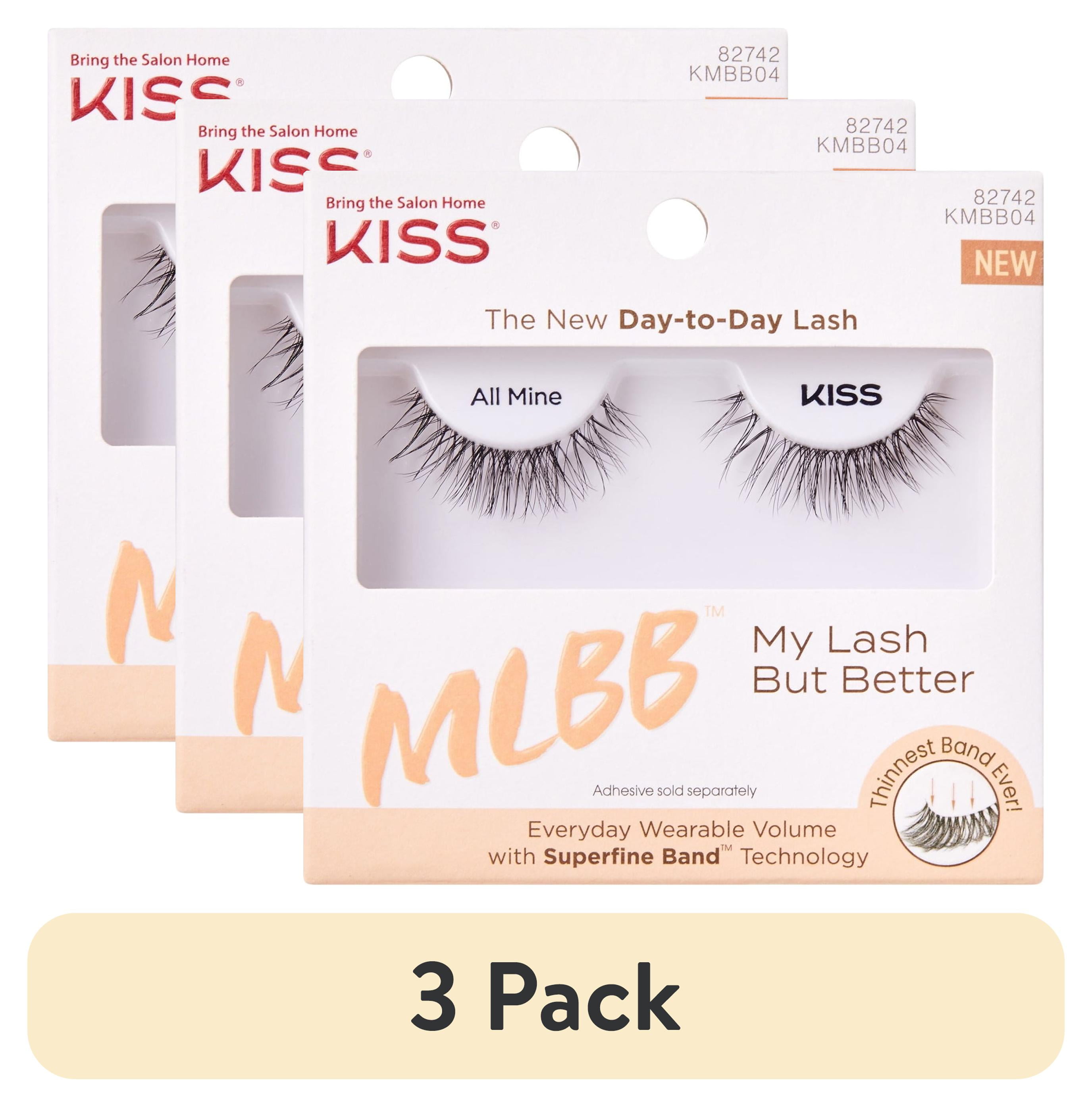 (3 pack) Kiss My Lash but Better False Eyelashes, Strip Lashes, All Mine, Black, 10mm, 1 Pair