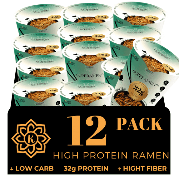 (3 pack) KLDSCP Black Garlic "Chicken" Instant Ramen Noodles, 32g Protein, Plant Based, 12 Pack