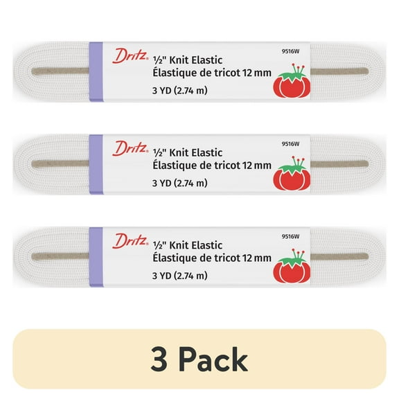(3 pack) Dritz 1/2" Sewing & Crafting Knit Elastic White 3 Yards