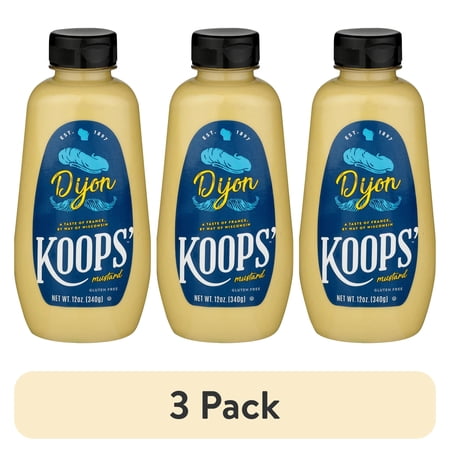 (3 pack) KOOPS' Mustard Dijon Mustard, 12 oz