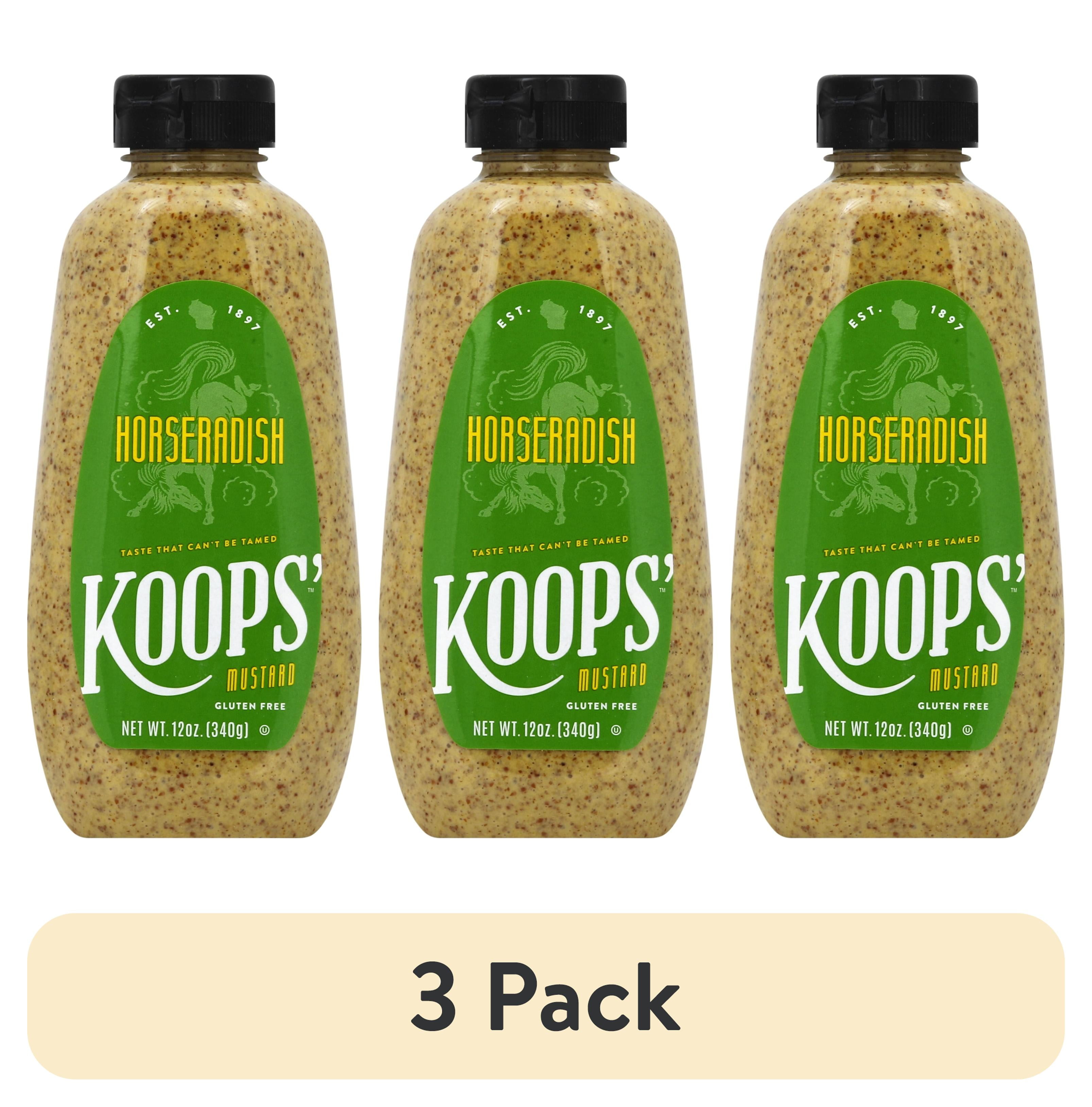 (3 pack) KOOPS' Mustard, Horseradish Mustard, 12 oz