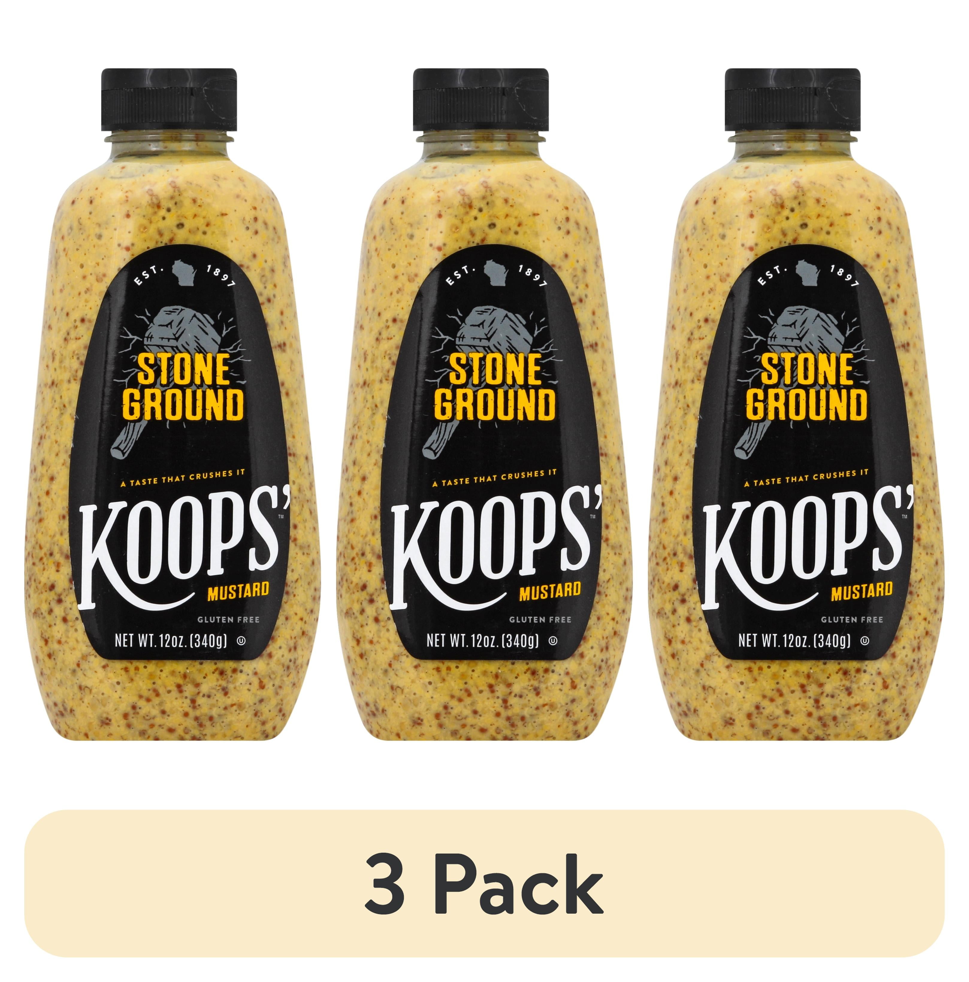 (3 pack) KOOPS' Mustard,  Stone Ground Mustard, 12 oz