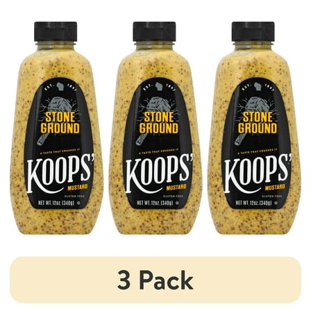 (3 pack) Koops' Mustard,  Stone Ground Mustard, 12 oz