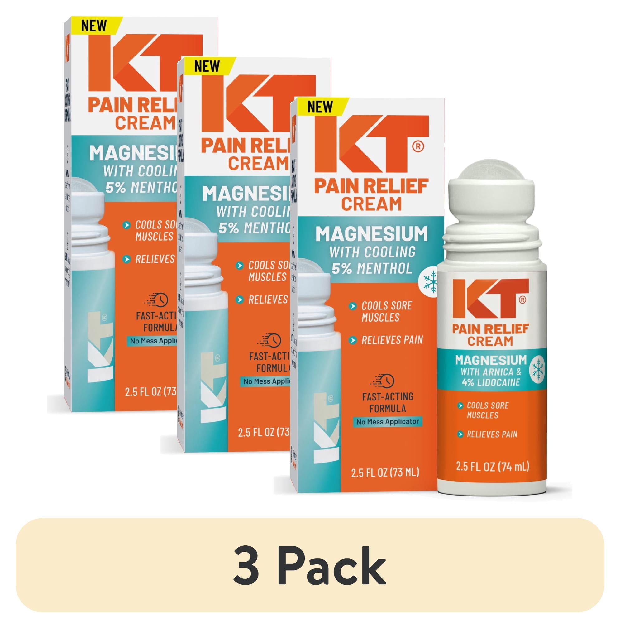(3 pack) KT Tape Magnesium + Menthol Roll-On , Cooling Muscle & Joint Relief with Menthol – Post-Workout Soreness Support, Targeted & Mess-Free Application