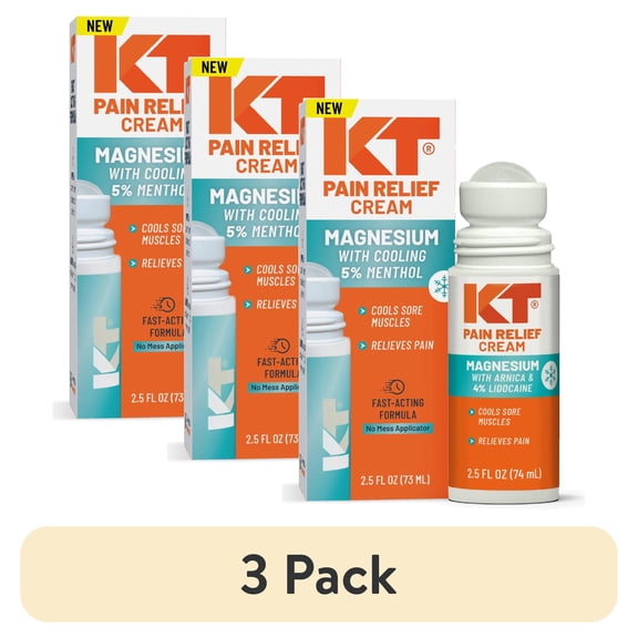 (3 pack) KT Tape Magnesium + Menthol Roll-On , Cooling Muscle & Joint Relief with Menthol – Post-Workout Soreness Support, Targeted & Mess-Free Application