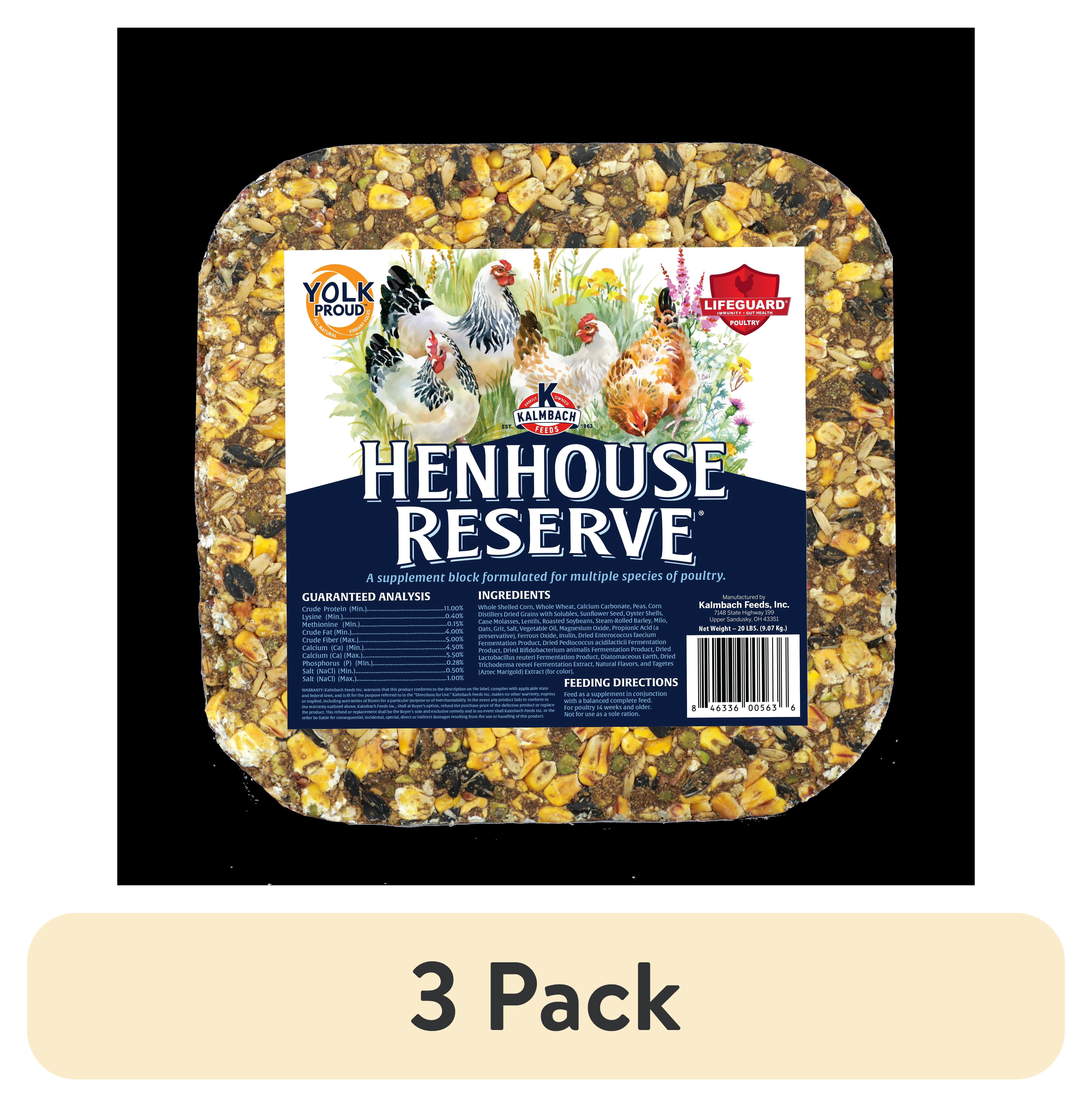 (3 pack) Kalmbach Feed Henhouse Reserve Treat Block for Chickens, 20 lb