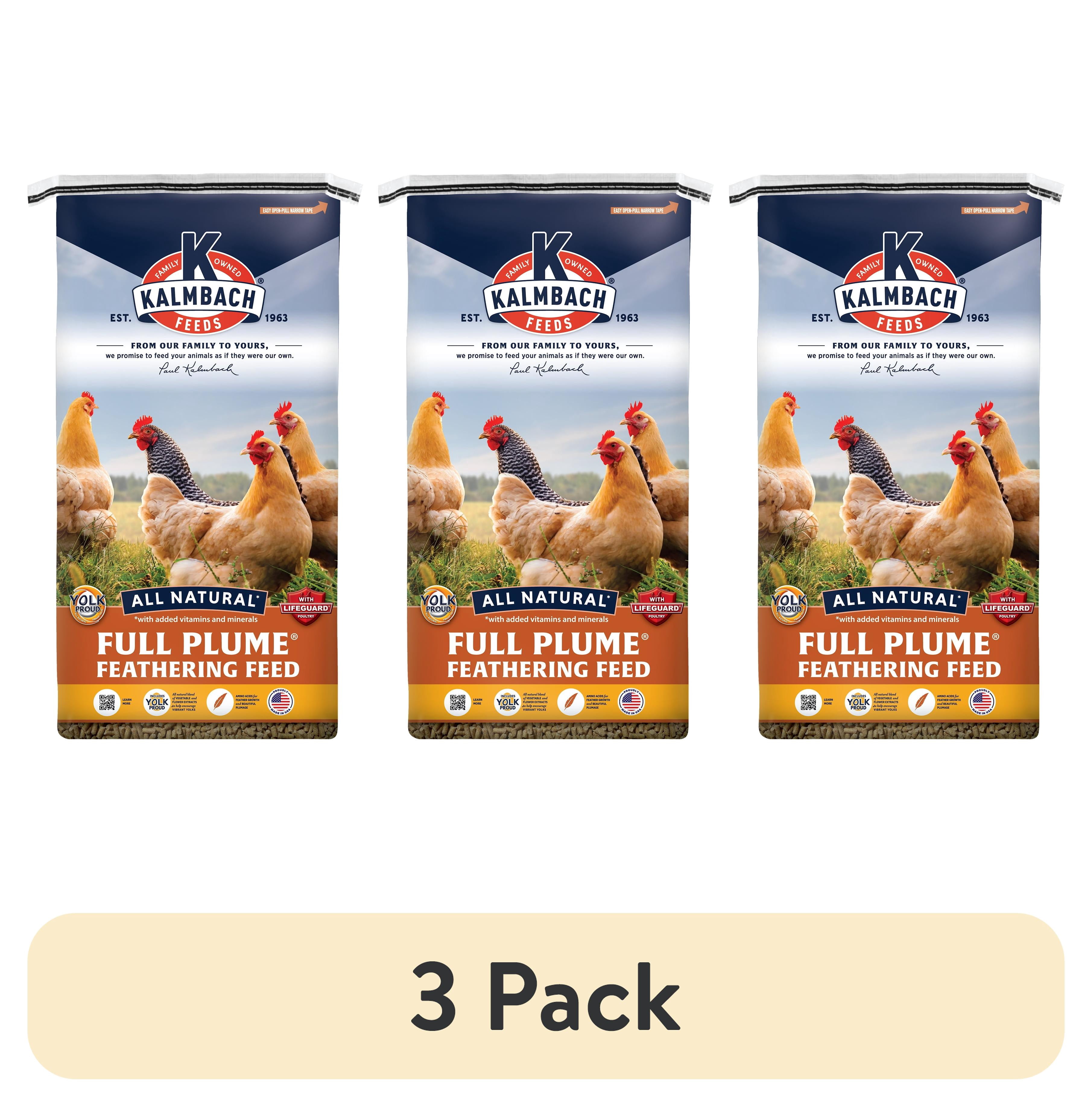 (3 pack) Kalmbach Feeds 20% Full Plume Feathering Feed Mini-Pellets for Poultry, 50 lb bag