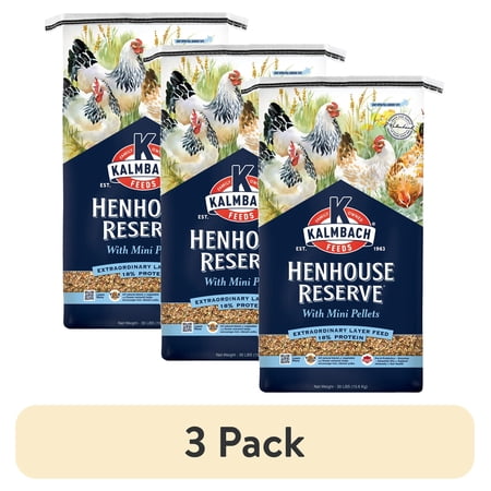(3 pack) Kalmbach Feeds 17% Henhouse Reserve Extraordinary Whole Grain Layer Feed for Chickens 30 lb bag