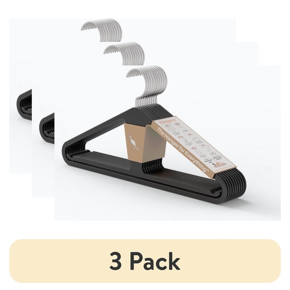 (3 pack) Kangaroo Slim Recycled Clothing Hanger, Charcoal Black, 10-Pack