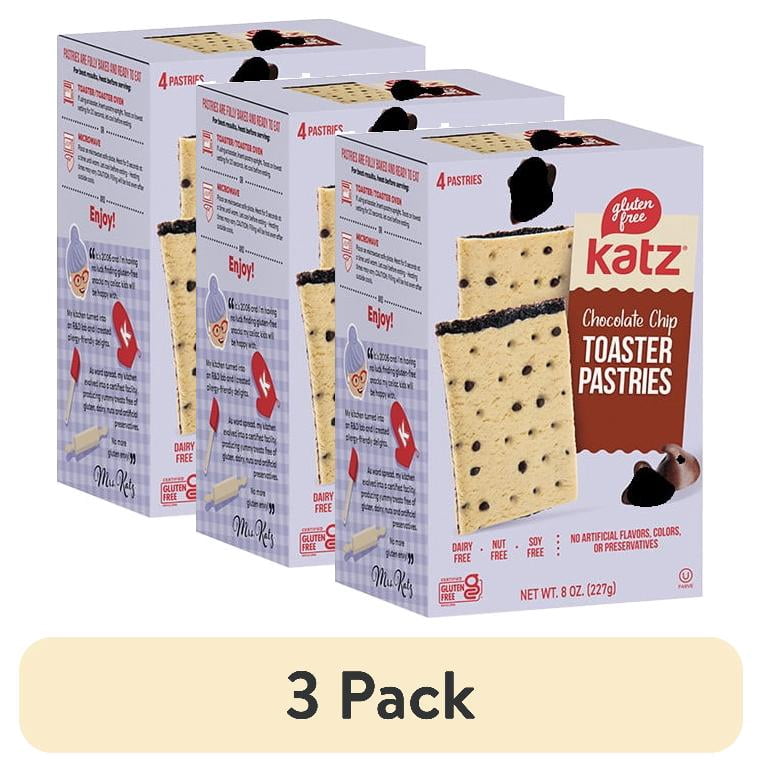 (3 pack) Katz Gluten Free Chocolate Chip Toaster Pastries, Breakfast Foods, Shelf-Stable, Gluten Free, Nut Free, Kosher (1 Pack, 8.0 Ounce Each)