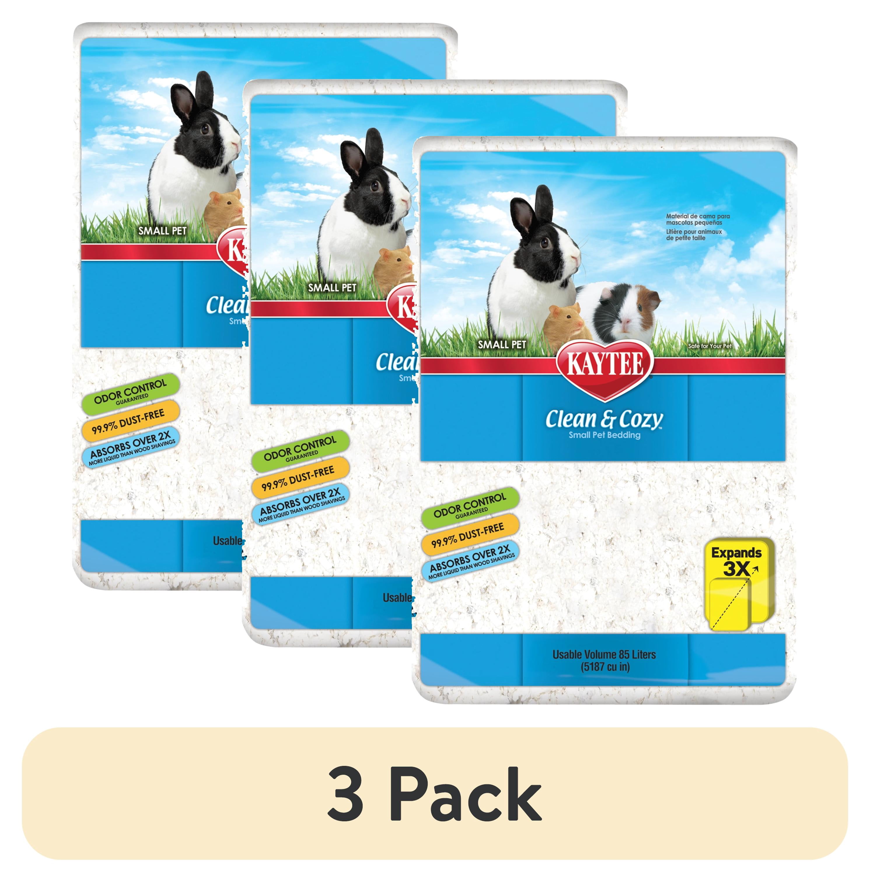 (3 pack) Kaytee Clean & Cozy White Small Animal Pet Bedding for Guinea Pigs, Hamsters, and Rabbits 85 liters