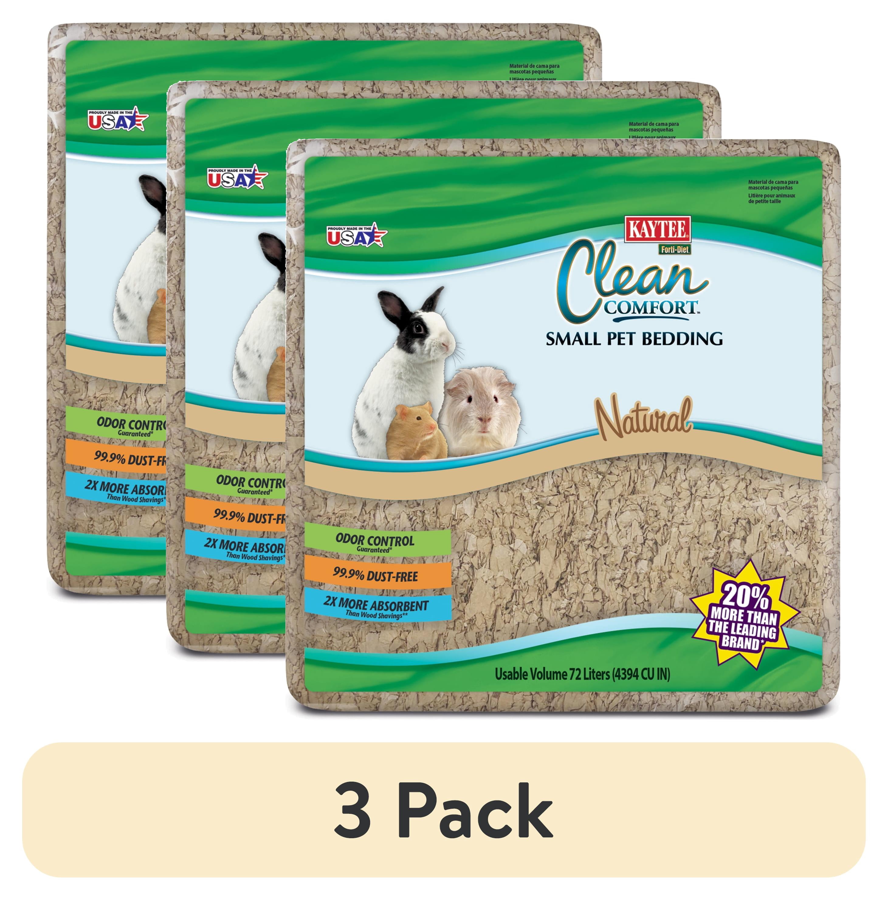 (3 pack) Kaytee Forti-Diet Clean Comfort Small Animal Natural Bedding for Rabbits, Hamster, Guinea Pigs 72L