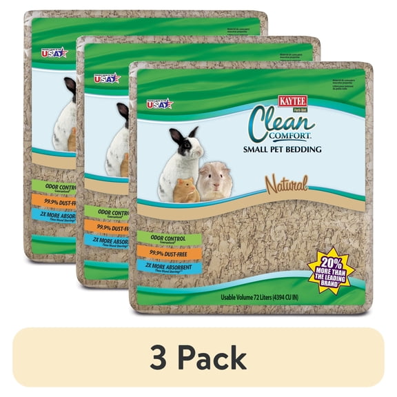 (3 pack) Kaytee Forti-Diet Clean Comfort Small Animal Bedding, Natural 72L