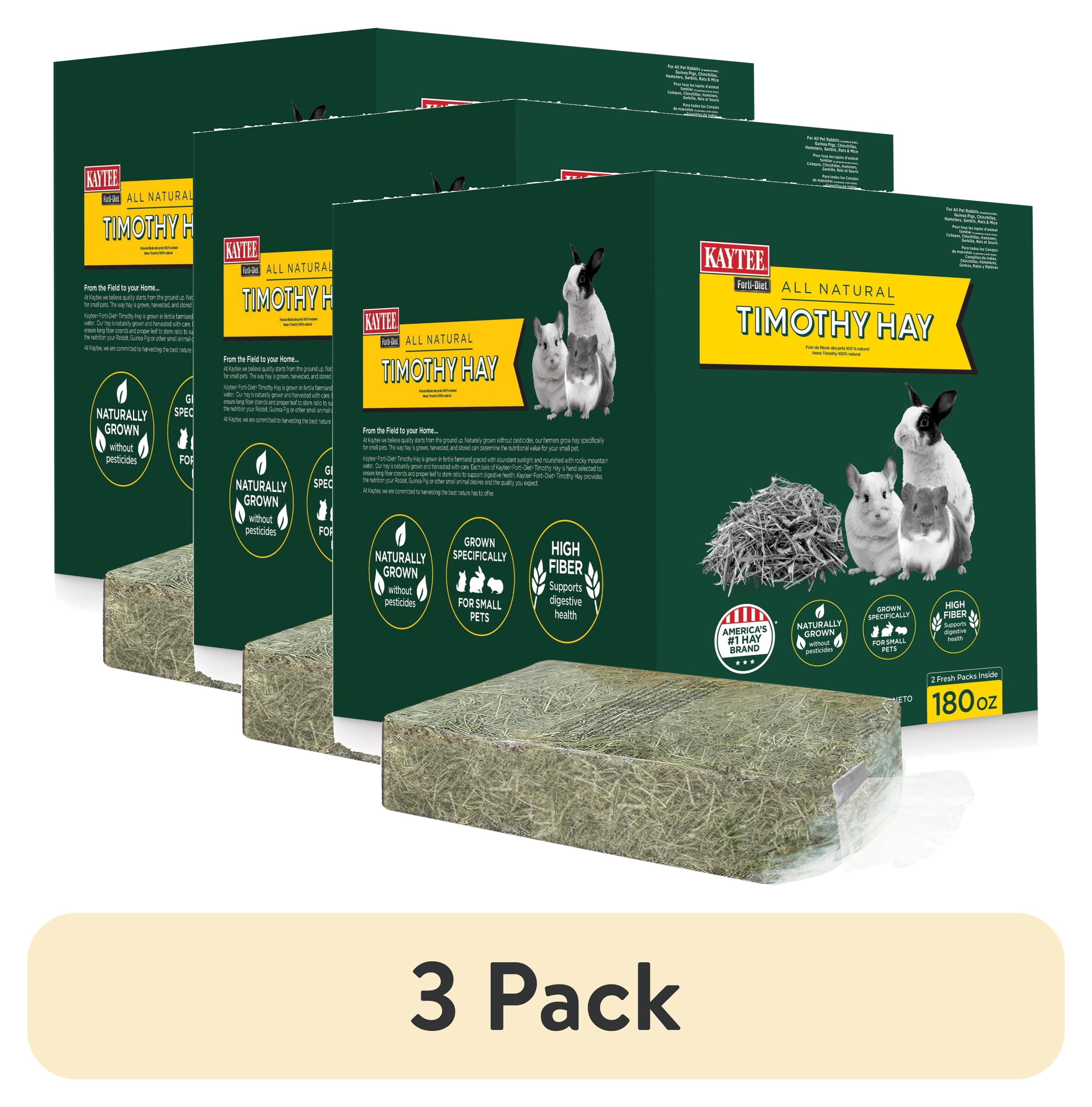 (3 pack) Kaytee Forti Diet Timothy Hay for Rabbits, Guinea Pigs, Hamsters, Chinchillas and Other Small Animals, 11.25 Pounds