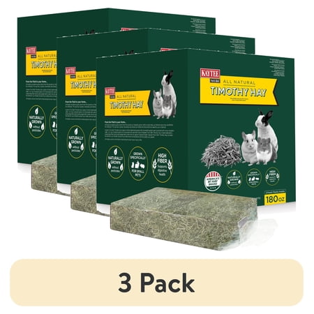 (3 pack) Kaytee Forti Diet Timothy Hay for Rabbits, Guinea Pigs, Hamsters, Chinchillas and Other Small Animals, 11.25 Pounds
