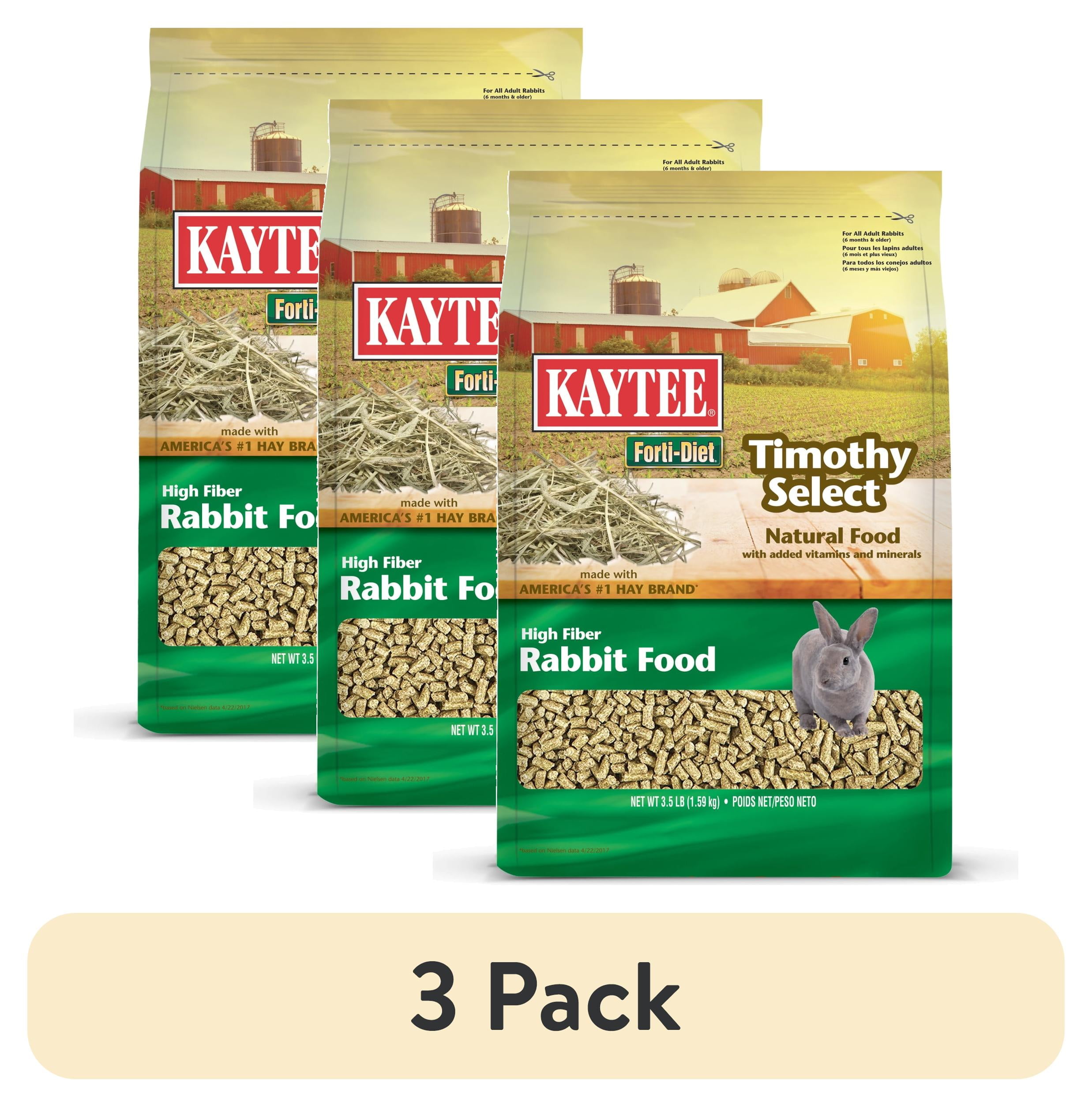 (3 pack) Kaytee Timothy Select Rabbit Food, 3.5 Pounds