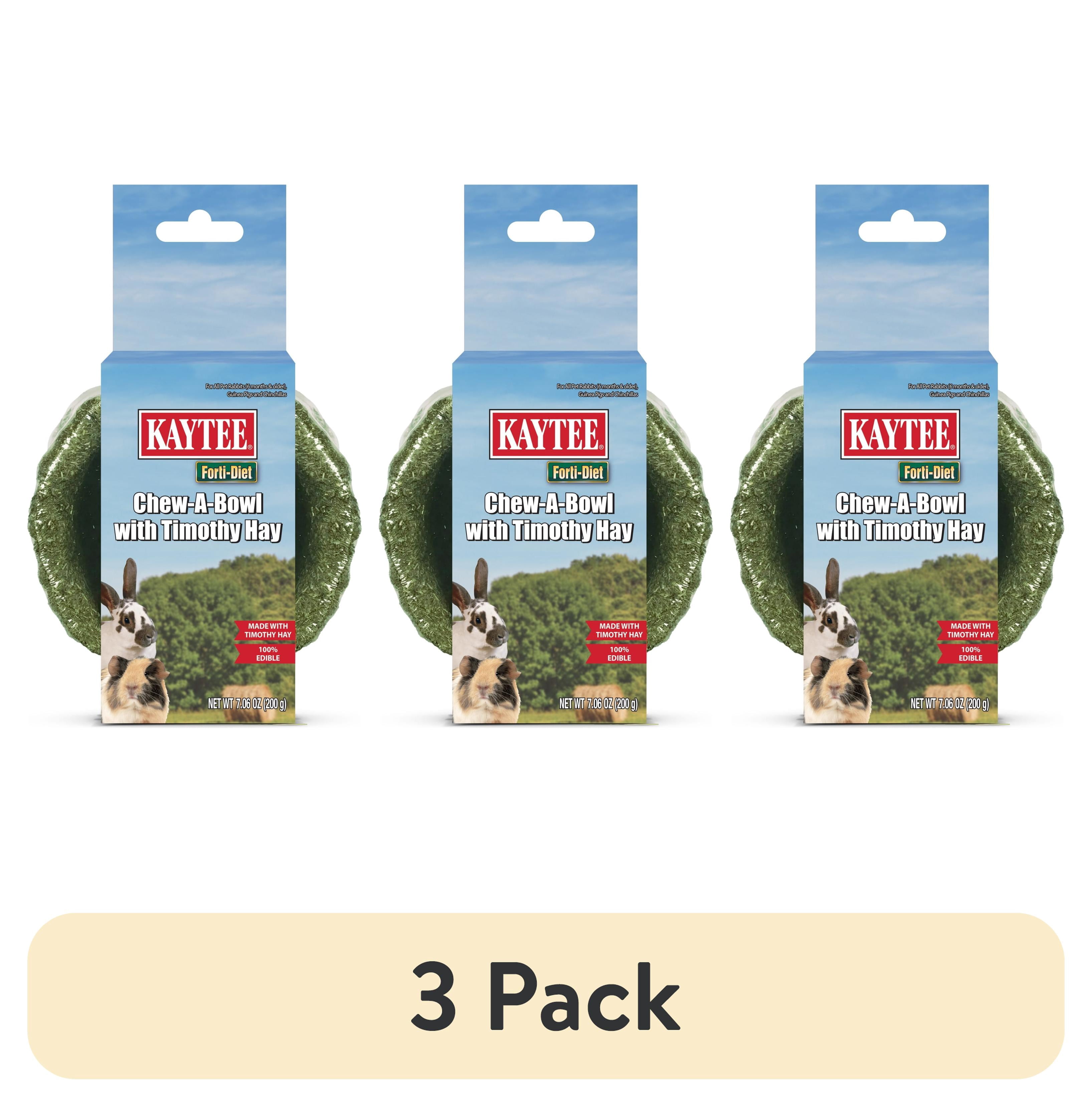 (3 pack) Kaytee Forti-Diet Timothy Chew-A-Bowl for Small Animals, Edible Food Dish