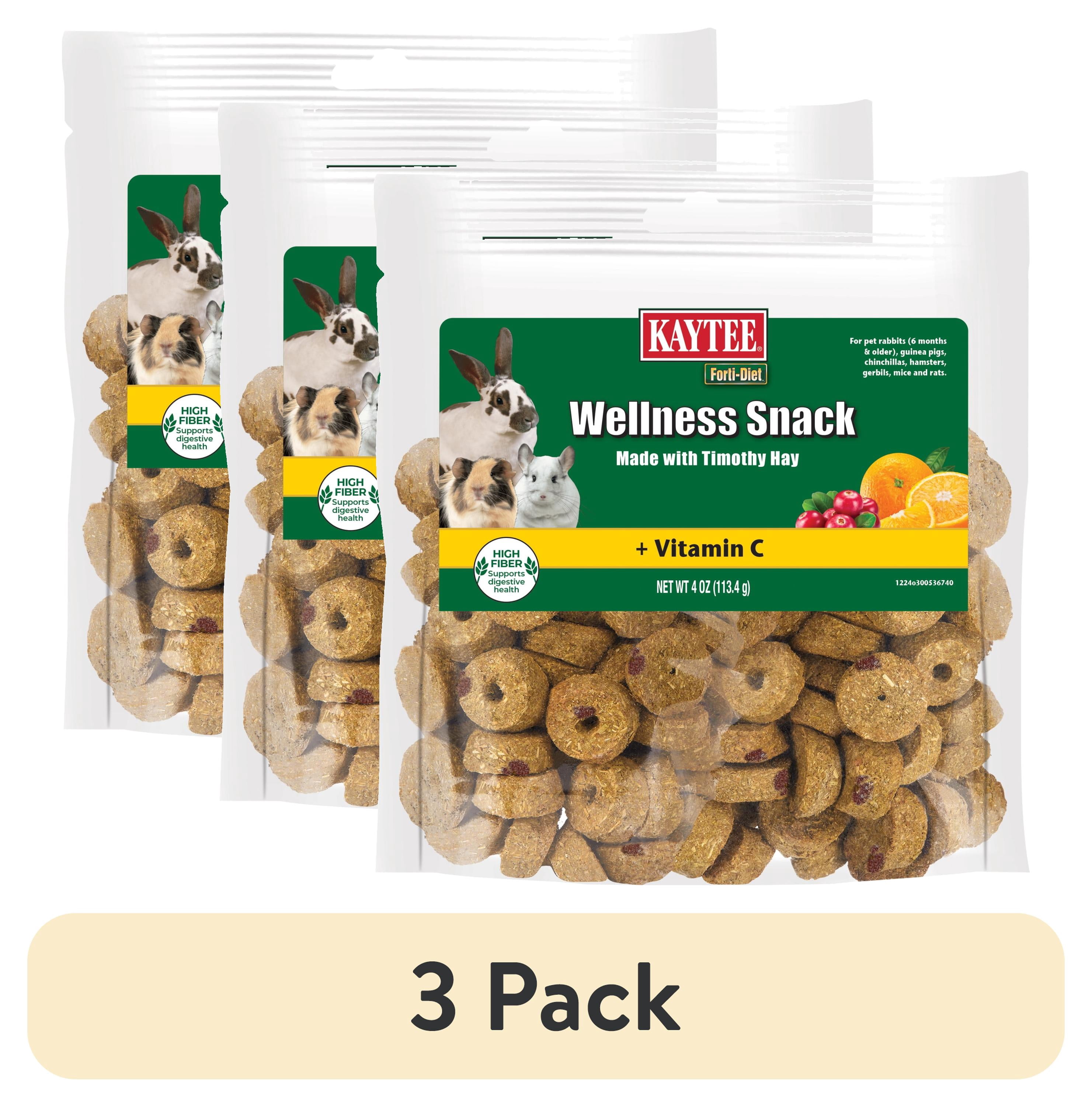 (3 pack) Kaytee Forti-Diet Wellness Snack Made with Timothy Hay and Vitamin C, 4 Ounces
