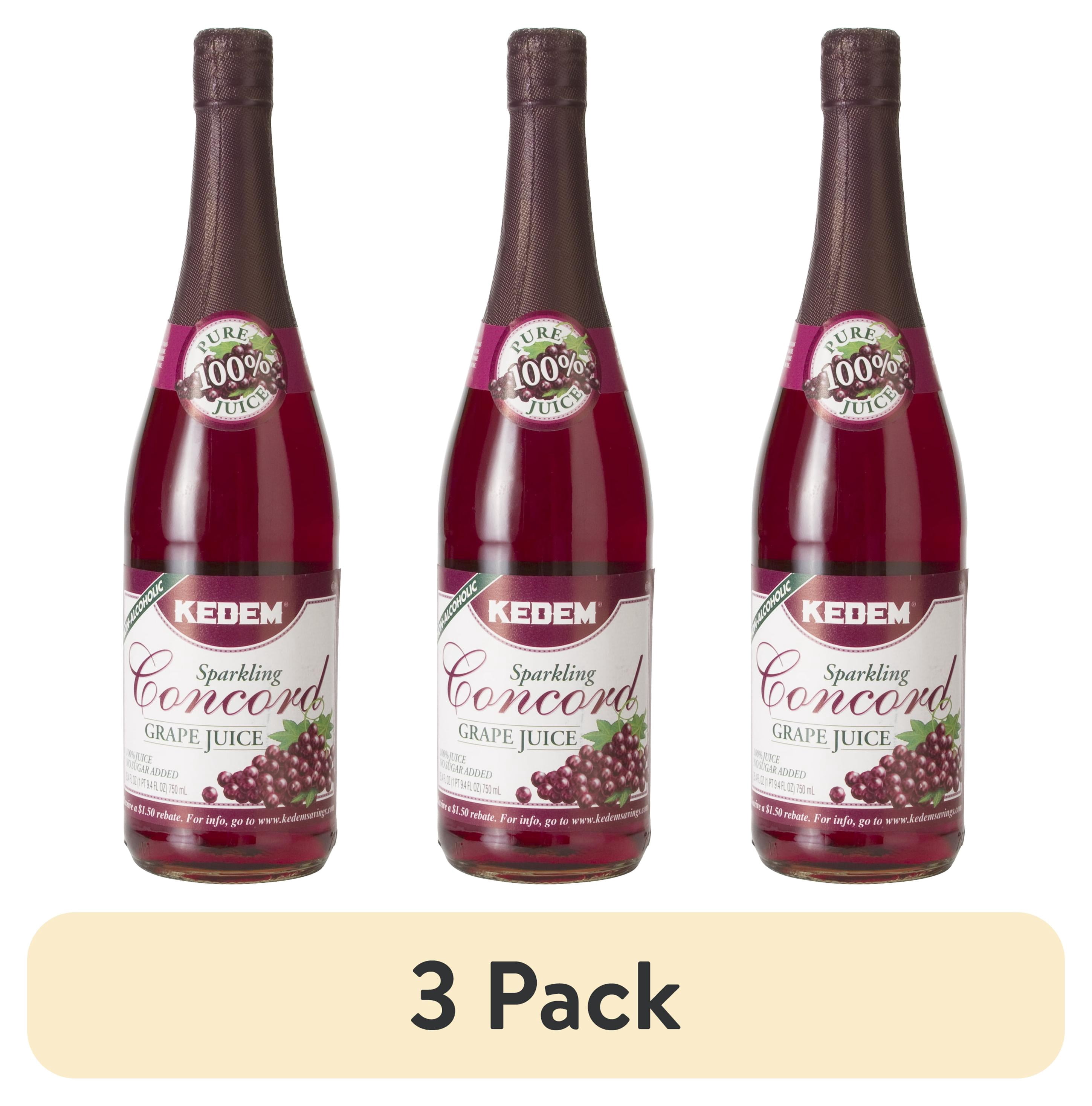 (3 pack) Kedem Sparkling Concord Grape Juice, 25.4 Fl. Oz.