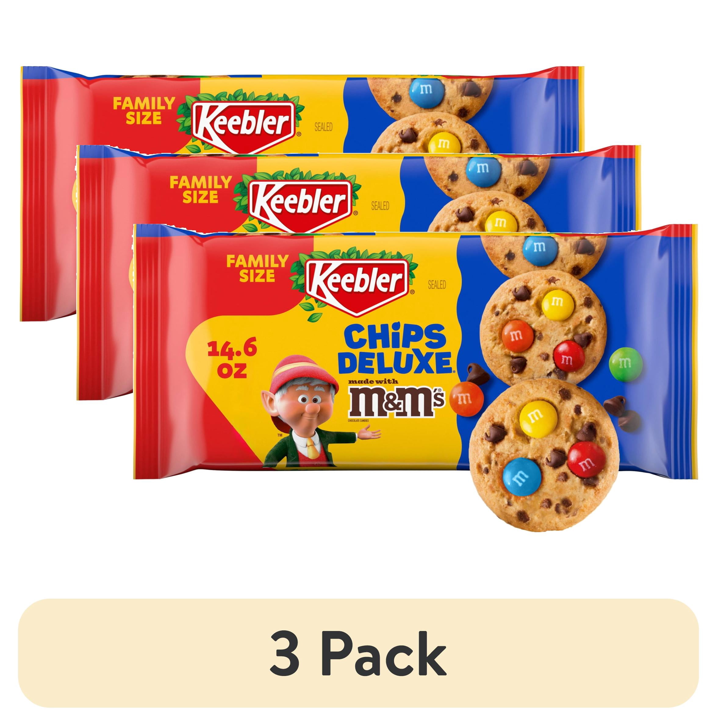 (3 pack) Keebler Chips Deluxe Cookies Made with M&M’s, Chocolate Chip Cookies Made with M&M’s, Family Size, 14.6 oz