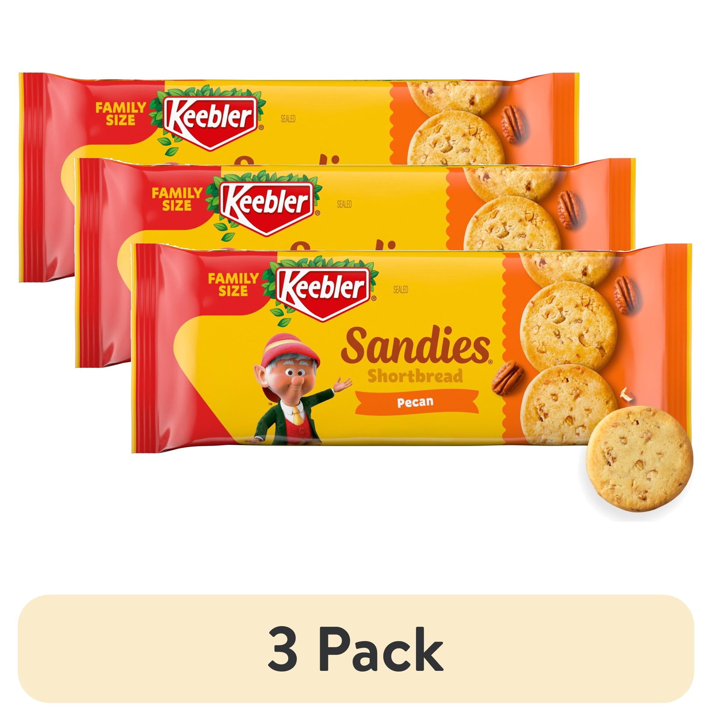 (3 pack) Keebler Sandies Pecan Cookies, Shortbread Cookies with Crunchy Pecans, Family Size 17.2 oz