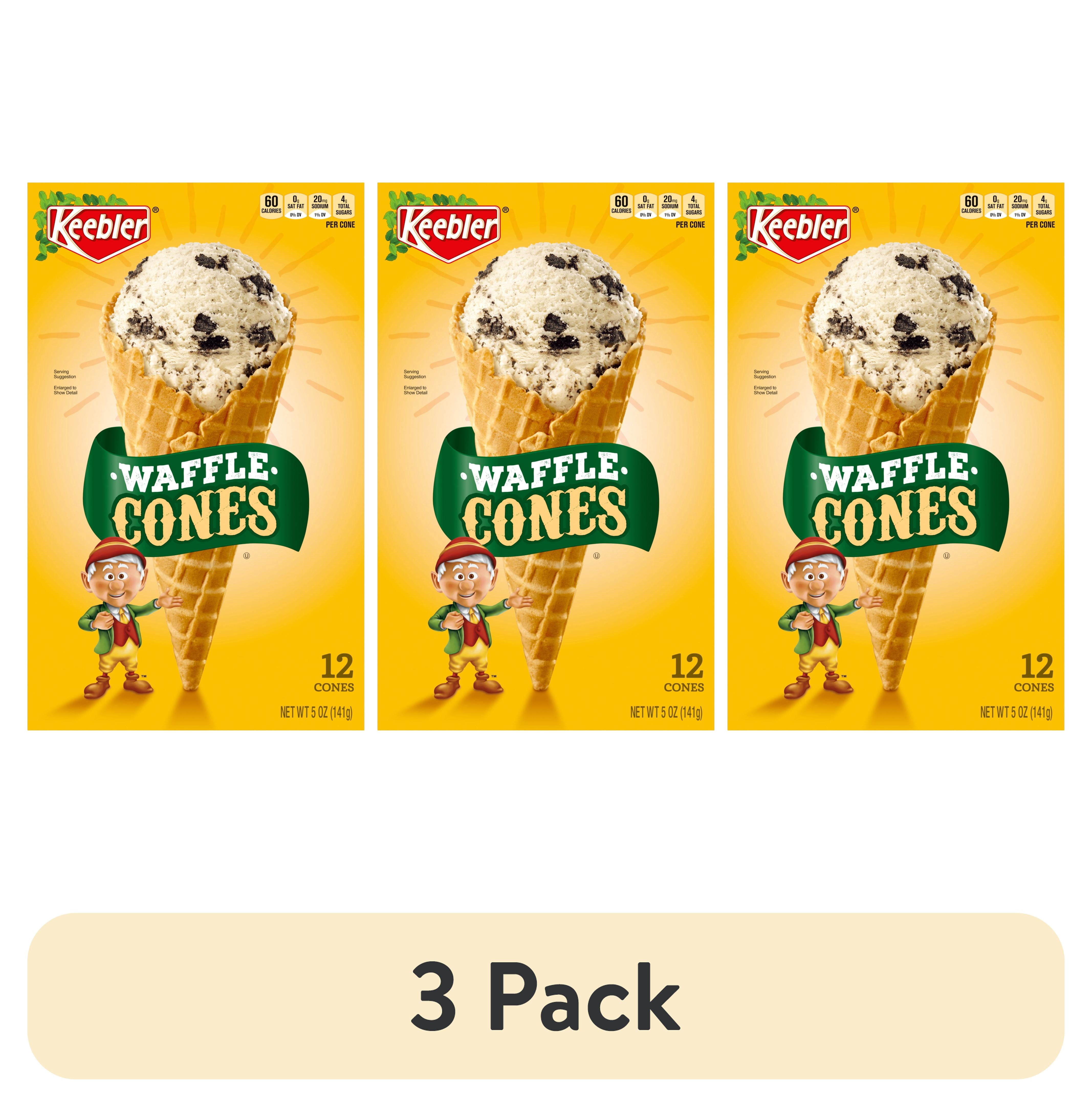 (3 pack) Keebler Waffle Ice Cream Cones, 5 oz, 12 ct