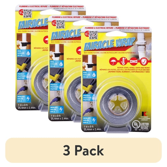 (3 pack) Keeney Miracle Wrap Self-Fusing Silicone Tape