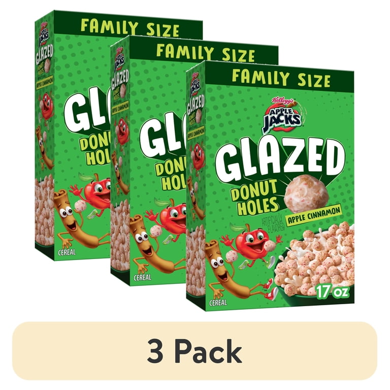 3 pack) Kellogg's Apple Jacks Glazed Donut Holes Apple Cinnamon