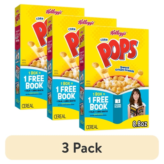 (3 pack) Kellogg's Corn Pops Original Breakfast Cereal, 8 Vitamins and Minerals, 8.8 oz
