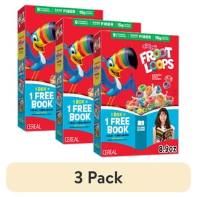 (3 pack) Kellogg's Froot Loops Original Breakfast Cereal, Good Source of Fiber, 8.9 oz