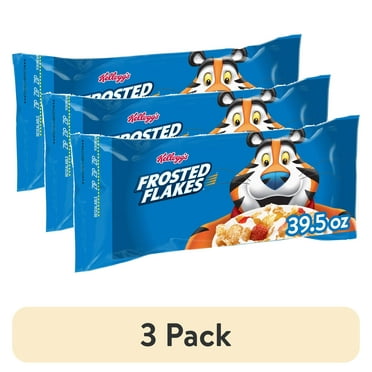 (3 pack) Kellogg's Frosted Flakes Cold Breakfast Cereal, 8 Vitamins and Minerals, Kids Snacks, Original, 39.5oz Bag (1 Bag)