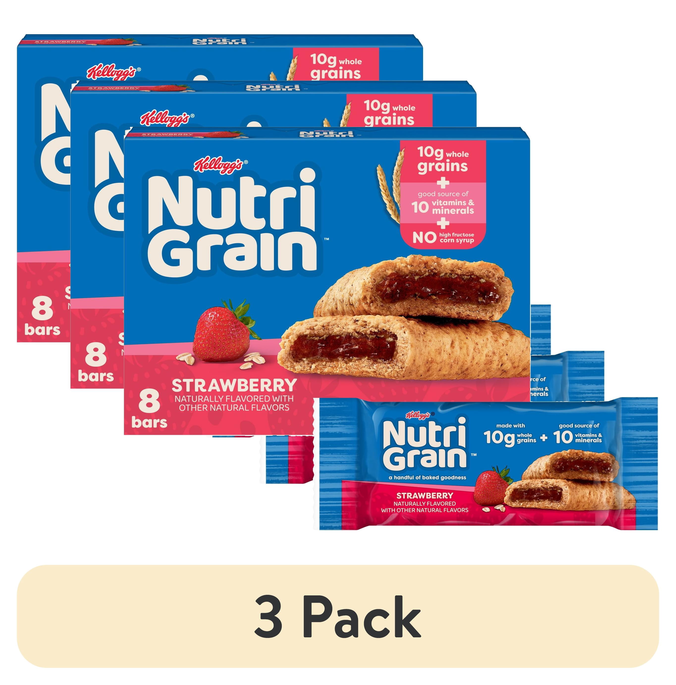(3 pack) Nutri-Grain Breakfast Bars, Made with 10g Whole Grains, Snack Bars, Strawberry, 10.4oz Box (8 Count)