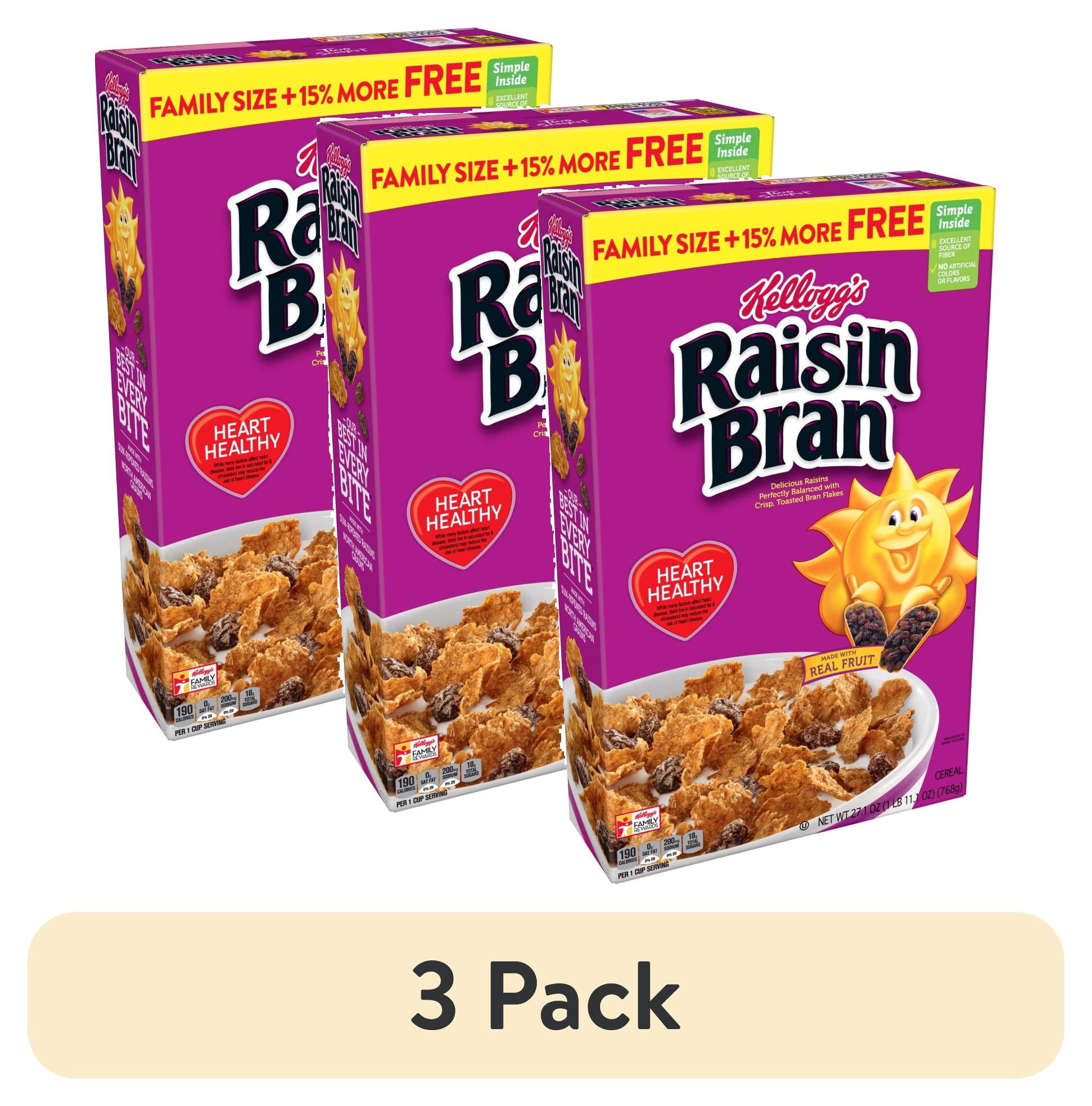 (3 pack) Kellogg's Raisin Bran, Breakfast Cereal, Original, 27.1 Oz