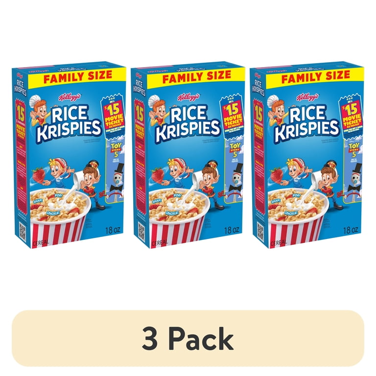 3 pack) Kellogg's Rice Krispies Original Breakfast Cereal, 8