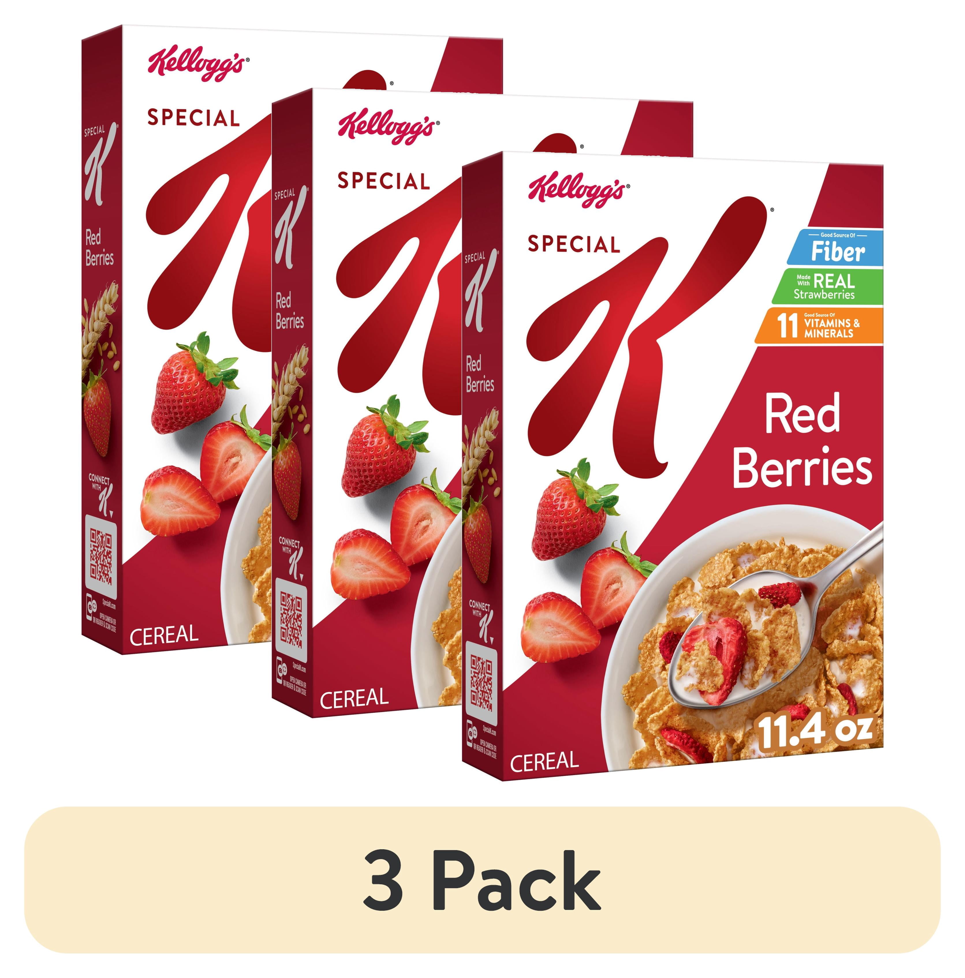 (3 pack) Kellogg's Special K Red Berries Breakfast Cereal, Good Source of Fiber, 11.4  oz