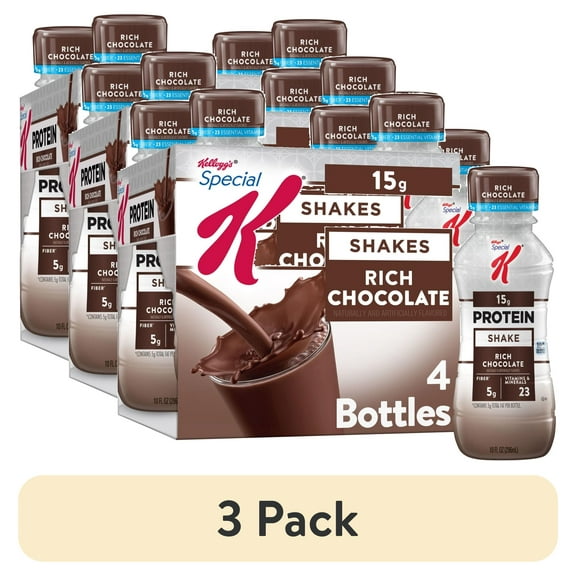 (3 pack) Kellogg's Special K Rich Chocolate Protein Shakes, Gluten Free, 40 oz, 4 Count