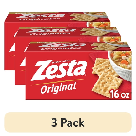 (3 pack) Zesta Original Saltine Crackers, Soup Crackers, 16 oz