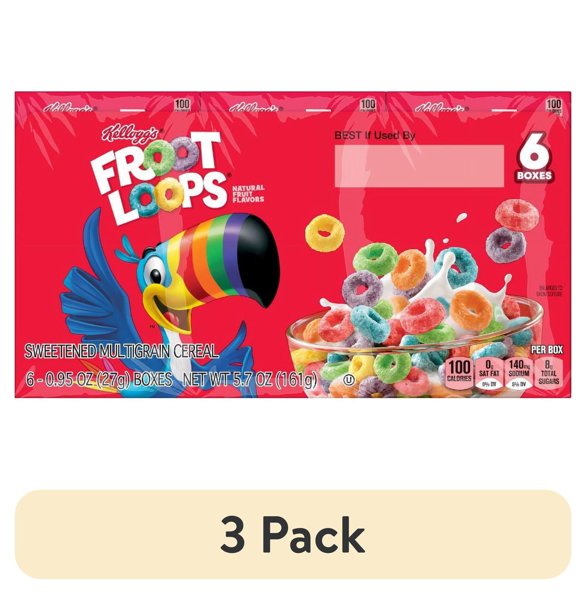 (3 pack) Kelloggs Froot Loops Original Breakfast Cereal Handy Packs, 5. ...